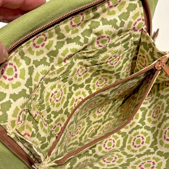 Vintage Fossil Boho Festival Crossbody Canvas Bag Purse Green Brown 10x10x3 (P3) - Picture 11 of 15